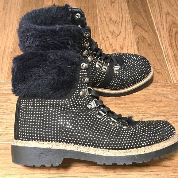 Toasty warm, sparkly, women's XTI lace up ankle boots size 37 - Picture 3 of 13